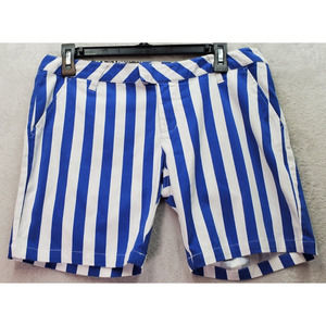 Volcom Short‎ Womens Size 7 Blue White Striped Cotton Slash Pockets Medium Wash